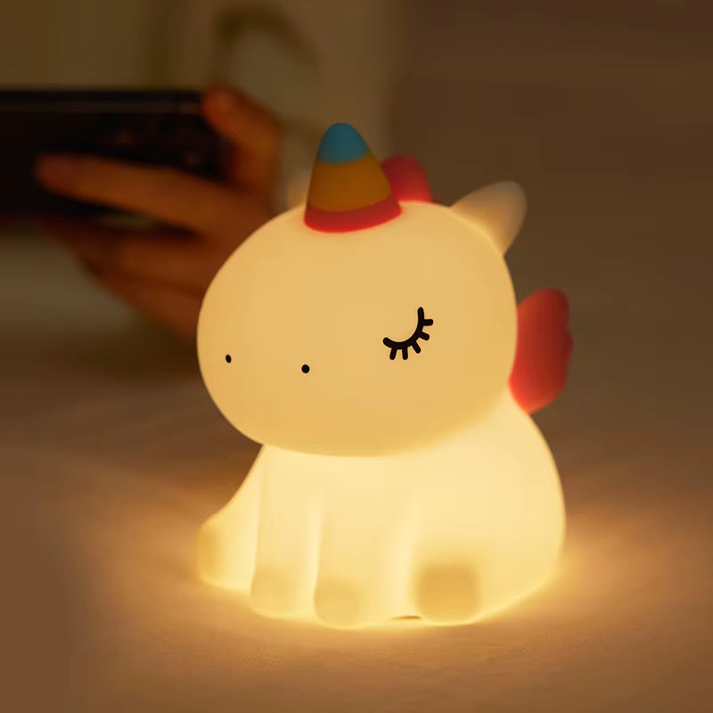 Cute Animal Giraffe Panda Silicone Night Light Timer Patting Lamp Rechargeable Night Lamp for Kids Boys Birthday Gift Room Decor