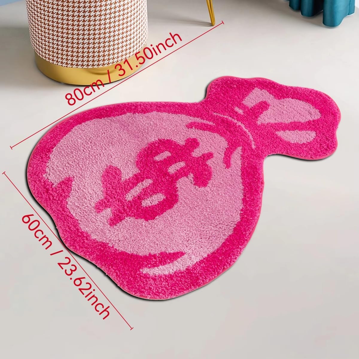 Purse Rugs Tufted Material Cartoon Carpet Anime Home Soft Fur Rugs Bedroom Living Room Doormat Decor Floor Mat (31.5X23.6Inch) (Rounded, 31.5X23.6 Inch)